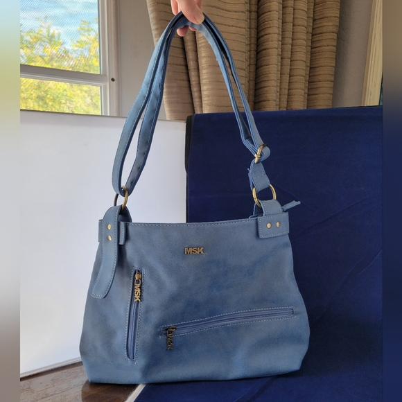 MSK Blue Adjustable Strap Purse Bag Unisex All Occasion  - Picture 1 of 16